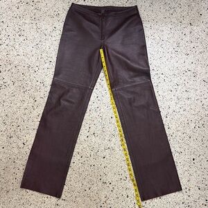 Y2K BCBGMaxazria burgundy 100% leather pants lined Lea 8 6